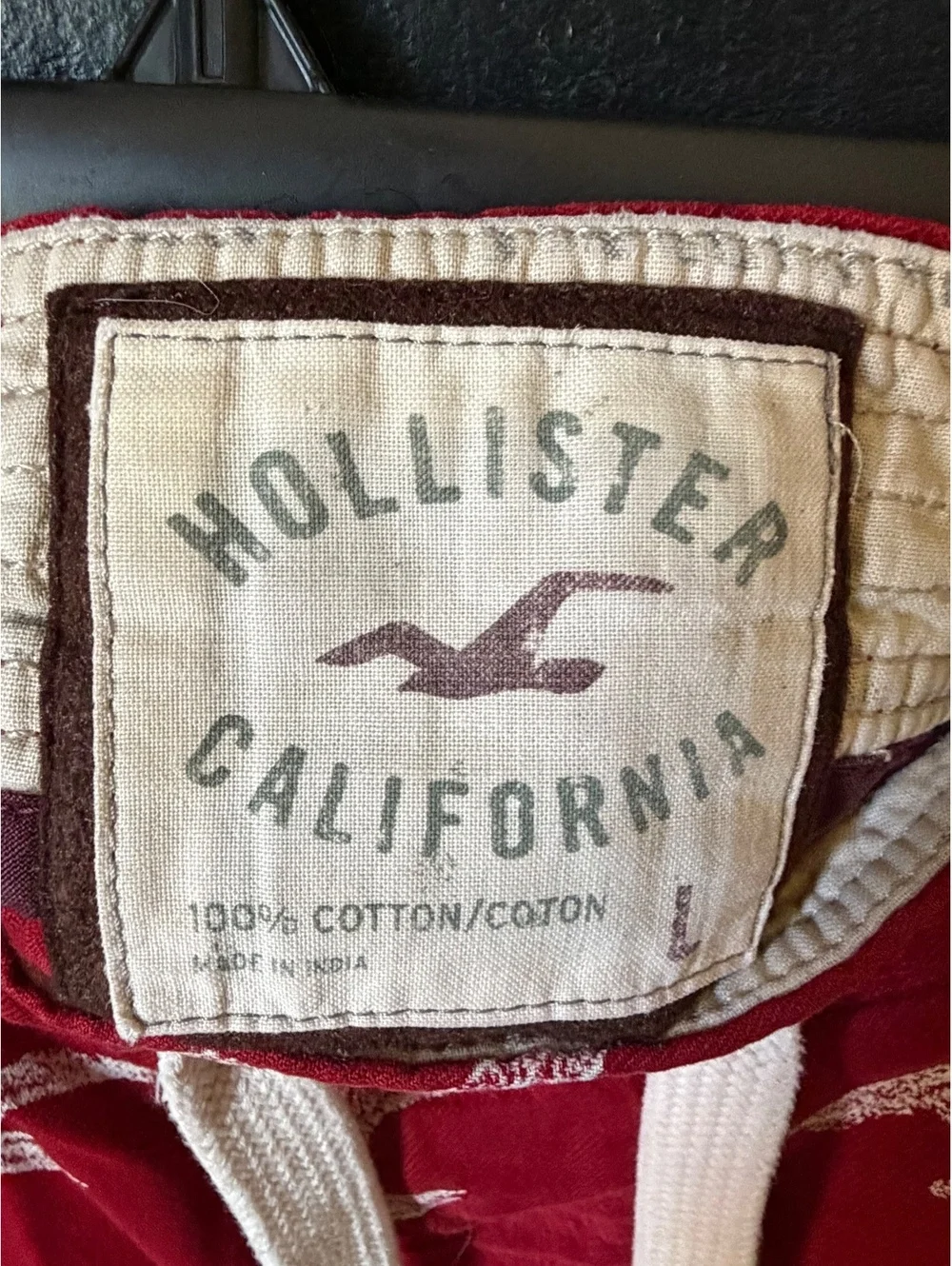 Hollister California Red Allover Logo Lounge Pajama Pants Men’s Large Cotton